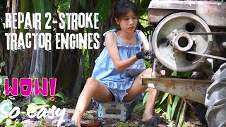 Episode 8 2stroke engine repair damaged tractor repair repairgirl MachineRepairGirl [upl. by Nylrahc]