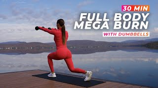 30 MIN  FULL BODY MEGA BURN  HIIT Home Workout  With Dumbbells [upl. by Ahsea710]