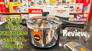 Stahl Triply Stainless steel 6L Pressure cooker review  triply steel cooker [upl. by Sagerman]