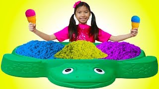 Wendy Pretend Play Learn Colors with Kinetic Sand Rainbow Ice Cream Kid Toys [upl. by Aitsirhc]