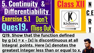 Continuity And Differentiability Class 12 Exercise 51 Q19 [upl. by Skipper]