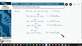 TEMA 1 ALCANOS  EJERCICIO 8 DIBUJAR Y NOMBRAR ISÓMEROS DE C6H14 [upl. by Emory]