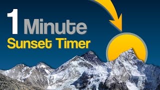 1 min countdown timer with mountain amp sunset background and bell finish [upl. by Kress]