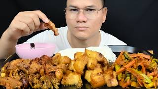 ASMR EATING BRAISED PORK BELLY amp FRIED CHICKENVEGETABLE MSR MUKBANG [upl. by Akelam]