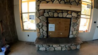 Cultured Stone Veneer Fireplace Installation Cobble Stone River Rock [upl. by Neural]