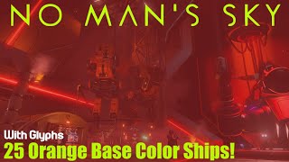 No Mans Sky  25  Orange Base Color Ships In Euclid Galaxy  With Glyphs [upl. by Vershen]