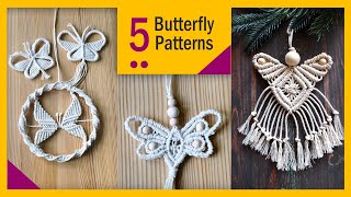 5 Macrame Butterfly Patterns 🦋 [upl. by Enilasor142]