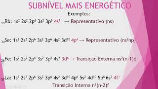 CLASSIFICAÇÃO PERIÓDICA DOS ELEMENTOS Subnível mais Energético Exemplo 1 [upl. by Jeminah1]