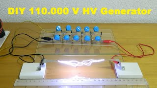 DIY Flyback trafo CockroftWalton voltage multiplier 110000 Volts [upl. by Broeker]