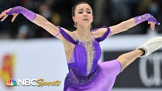 Valieva breaks her own record with incredible short program at European Championships  NBC Sports [upl. by Bonnette]