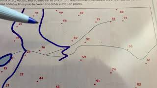 Exercise 95 tutorial  drawing contour lines on a topographic map geology lab [upl. by Airamana]