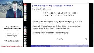 Video 122 zum quotOperations Management Tutorialquot Modellierung betriebswirtschaftl Anforderungen [upl. by Leupold]