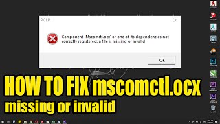 How to fix  mscomctlocx missing or invalid  PCLP error problem fix [upl. by Eddy]