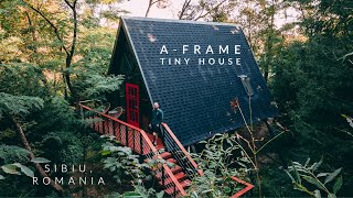 Staying in an Aframe tiny house in Porumbacu  Romania 🇷🇴 [upl. by Narcis]