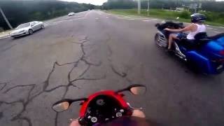 honda goldwing vs gsxr 600 top speed acceleration street drag race [upl. by Madda]