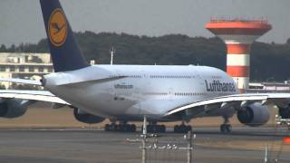 Lufthansa Airbus A380 Take off at Tokyo NRT [upl. by Olathe]