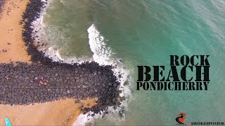 Promenade Beach ROCK Beach Pondicherry Beach aerial view 4K Drone Footage [upl. by Akir]