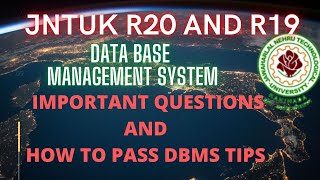 jntuk data base management system important questions and tips jntuk r20 dbms jntuk r19 dbms [upl. by Ilagam346]