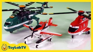 Planes Fire and Rescue Toys Dusty Windlifter amp Blade Ranger Toy Opening [upl. by Melborn]