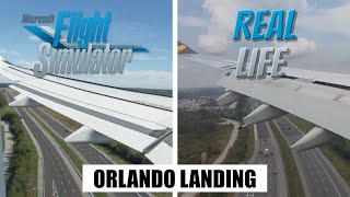 Microsoft Flight Simulator FS2020 vs Real Life  Wing View Landing in Orlando Intl [upl. by Anazraf]