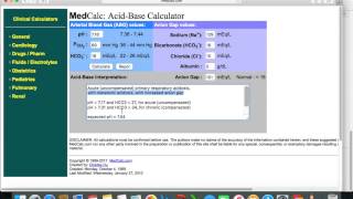 Tutorial para MedCalc Acido Base Calculator [upl. by Ojoj624]