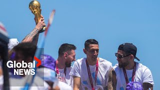 World Cup victory parade Heros welcome for Messi Argentina national team in Buenos Aires [upl. by Emor473]