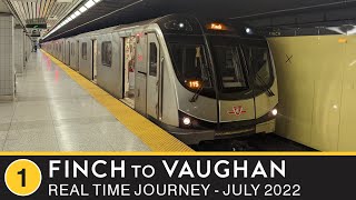 🚇 Toronto Transit Commission  Real Time Journey  Line 1  Finch to Vaughan [upl. by Hurst755]