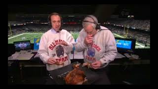 Carolina panthers broadcasting crew enjoys some turducken John maddens creation [upl. by Ettenawtna341]