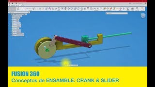 FUSION 360 70 ENSAMBLE CRANK AND SLIDER [upl. by Tenner]