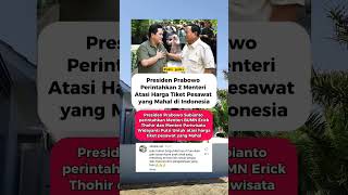 Presiden prabowo perintahkan 2 Menteri atasi Harga Tiket Pesawat yang malah di indonesia [upl. by Publea944]