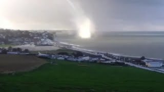 Waterspout in the commune of SainteMargueritesurMer SeineMaritime France [upl. by Naitsirhc]