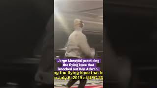 Jorge Masvidal practicing the flying knee that knocked out Ben Askren Knock out video in comments [upl. by Frangos]