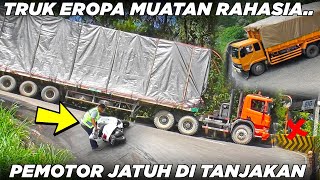 Truk Eropa Muatan Rahasia Libas Sitinjau Lauik Pemotor Tiba Tiba Jatuh Dipinggir Tanjakan [upl. by Ginny]