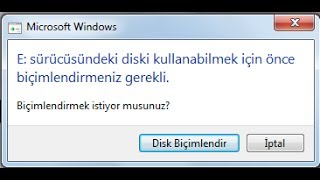 1 DISK BICIMLENDIR HATASI COZUM DOSYALARINIZI KURTARMA [upl. by Gavra]