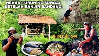 NEKAD BERBURU IKAN DI SUNGAI ARUS DERAS HUJAN BADAI MASAK IKAN amp KERANG  fishing cooking [upl. by Inanuah]