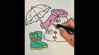 🌧️ Cozy Autumn Rain ASMR  Coloring Raincoat Boots amp Umbrella for Fall 🍂 [upl. by Idissac939]