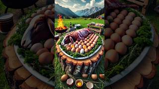 1 Big Lamb And 100 Chicken Eggs Cooking In The Heart Of Nature shorts lamb food village egg [upl. by Karb]