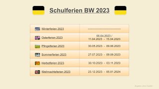 Schulferien BW 2023 [upl. by Htebazile153]