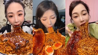 Real Mukbang 2x Korean Spicy Noodles With Eel Fish Eating Challenge Eating Sounds  Asmr Mukbangs [upl. by Levina]