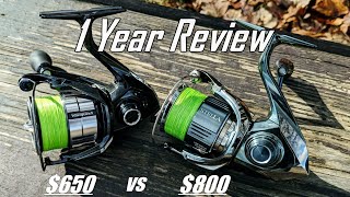 Shimano Stella vs Vanquish vs Daiwa Exist  1 Year Reel Review [upl. by Antonin]