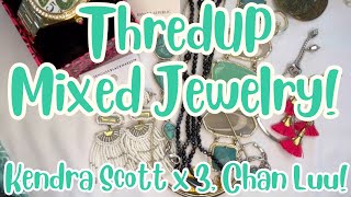 ThredUP 15 Piece Mixed Jewelry Rescue Box Mystery Unboxing Kendra Scott Chan Luu jewelryjar [upl. by Ateloj430]