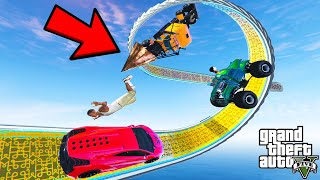 FRANKLIN TRIED IMPOSSIBLE GOLD SPIRAL LOOP MEGA RAMP PARKOUR CHALLENGE GTA 5  SHINCHAN and CHOP [upl. by Leugimsiul]