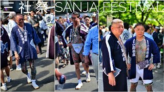 Sanja Matsuri  traditional three shrine Festival in Asakusa Tokyo Japan  三社祭 [upl. by Pammi]