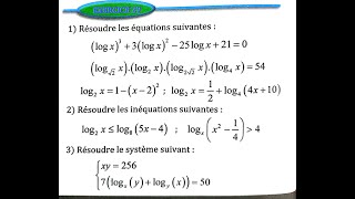 Fonctions logarithmes 2 bac SM Ex 27 et 28 et 29 page 192 Almoufid [upl. by Idnat]