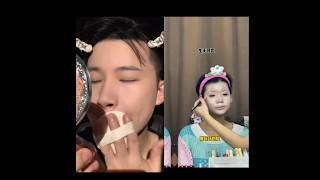 Korean boys and girl makeup competition transformations makeup makeuptutorial viral short [upl. by Nihahs]