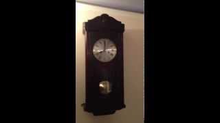 HAC CROSSED ARROWS MAHOGANY WESTMINSTER CHIME WALL CLOCK CHIMING 34 [upl. by Wieche964]