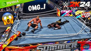 WWE 2K24  Brock Lesnar vs Omos  EXtreme Rules 4K60 [upl. by Aicineohp]