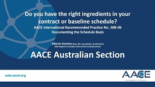 Documenting the Schedule Basis  AACE Recommended Practice 38R06 [upl. by Oralla]