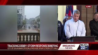 Savannah leaders give update Wednesday on Tropical Storm Debby [upl. by Araet739]