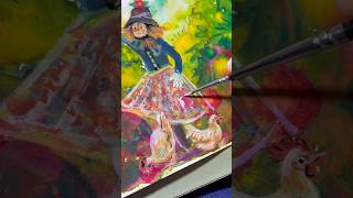 Ink NeoColor II amp watercolor A playful mix for Inktober prompt Scarecrow neocolor artvideo [upl. by Adamski855]